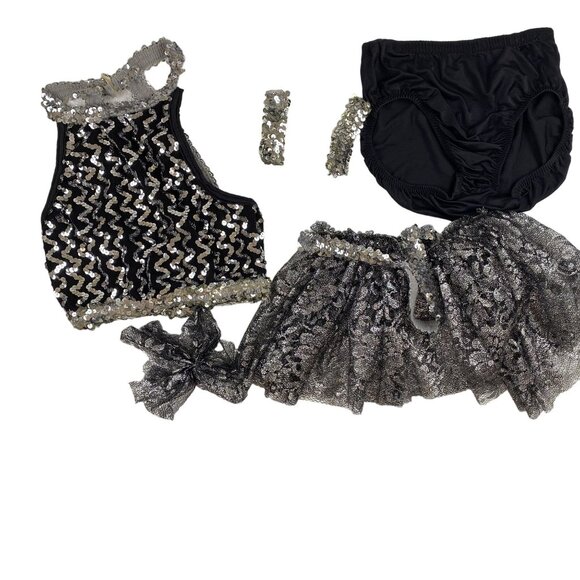 Vintage 6 Piece Curtain Call Costumes Sequin Dance Outfit  Made in USA Size 2/3 - Picture 2 of 14